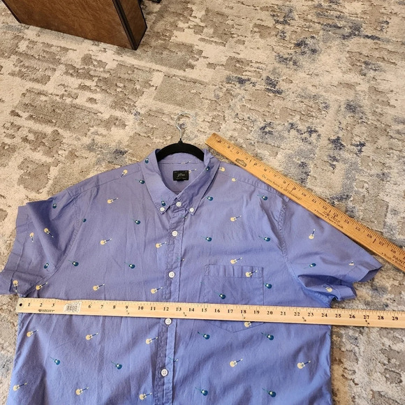 J. Crew Guitar Blue short sleeve button down shirt.  Men's size XXL. - Picture 2 of 12